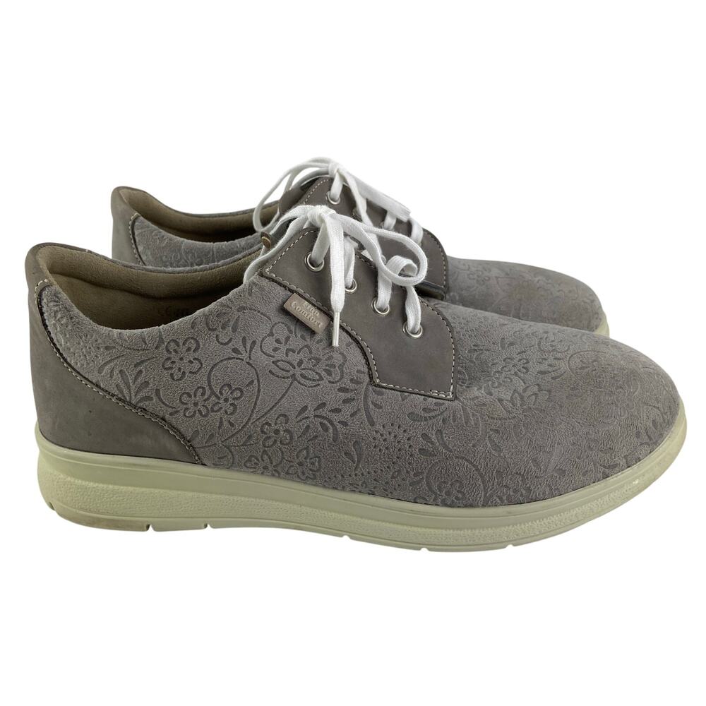 Finn Comfort Chalon Sand Floral Gray Suede Sneakers Size 40 / US Size 8.5